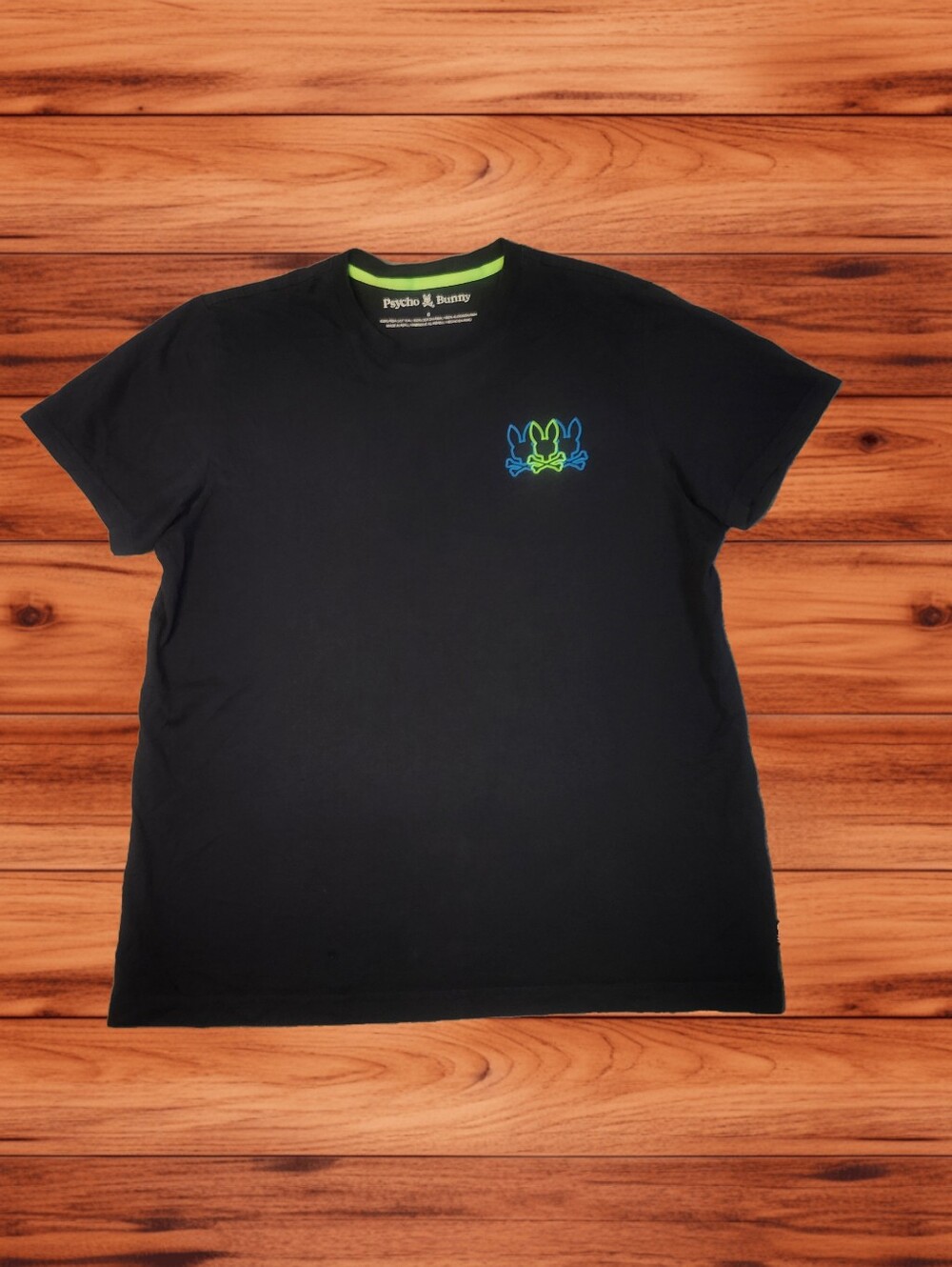 Psycho Bunny Black Pima Cotton Neon Graphic T-Shirt